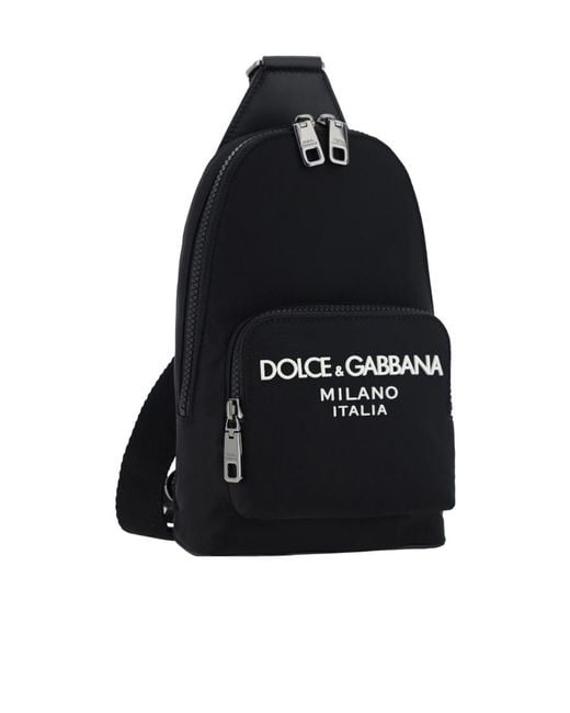Dolce & Gabbana Black Logo-Embossed Zipped Belt Bag for men