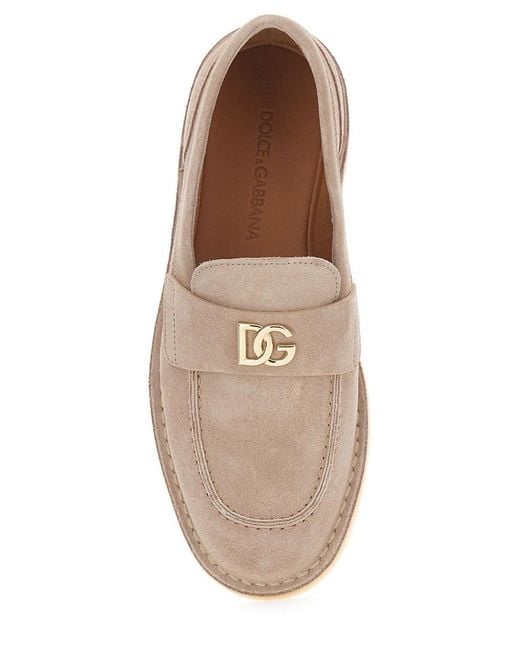Dolce & Gabbana Natural Logo Plaque Mocassins