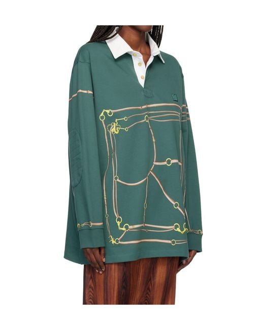 Conner Ives Green Printed Rugby Polo Shirt