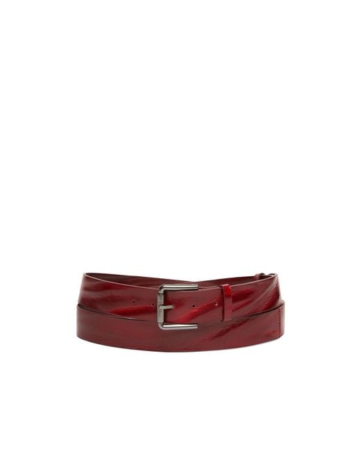 Max Mara Red Logo Engraved Buckle Belt