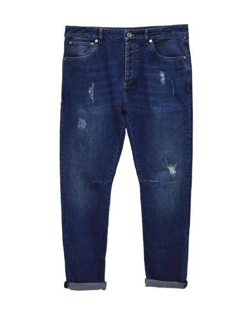 Brunello Cucinelli Blue Belt Loop Jeans for men