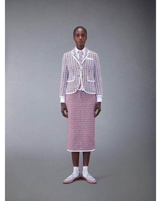 Thom Browne Purple Check-Pattern Buttoned Tweed Jacket