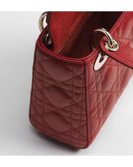 Dior Red Mini Lady Bag With Chain