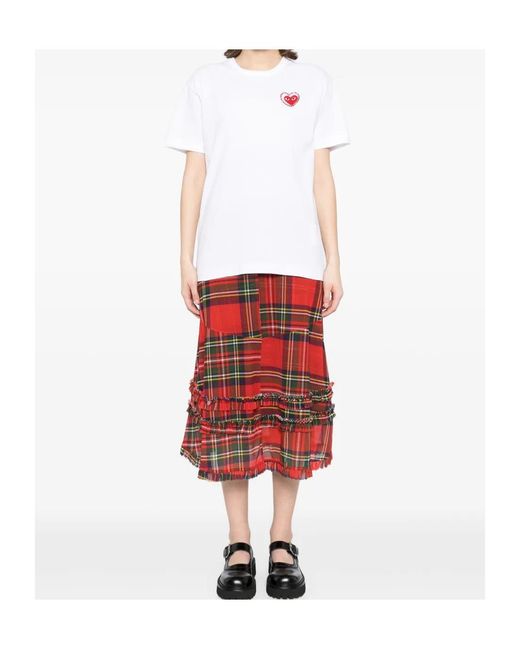 Comme des Garçons White Comme Des Garçons Play Logo Printed Embellished T-Shirt for men