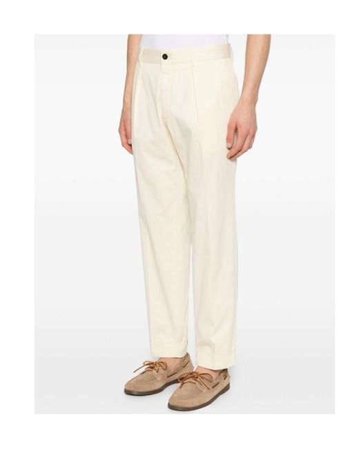 Incotex White Pleated Cuffed Pants for men
