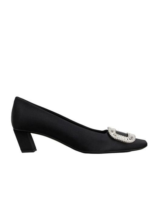 Roger Vivier Black Belle Vivier Pilgrim Buckle Embellished Pumps