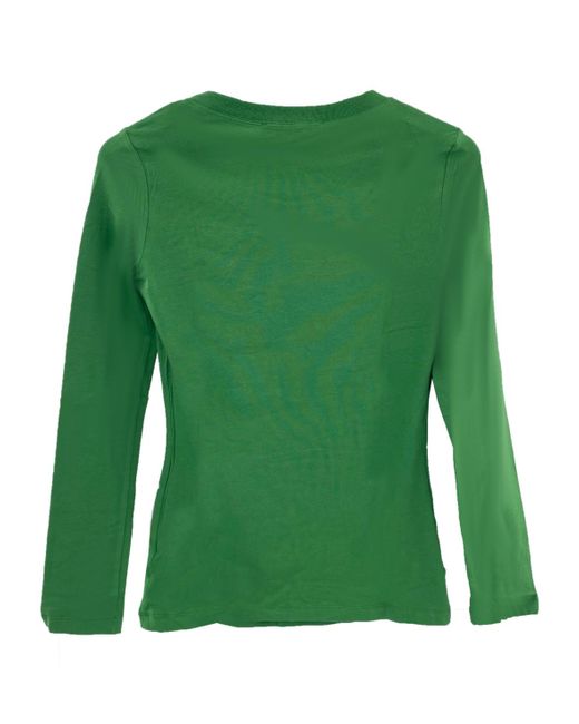 Moschino Green Round Collar And Long-Sleeved T-Shirt
