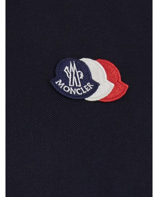 Moncler Blue Logo Patch Polo Shirt for men