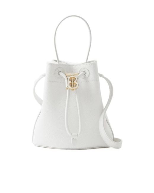 Burberry White Mini Tb Bucket Bag