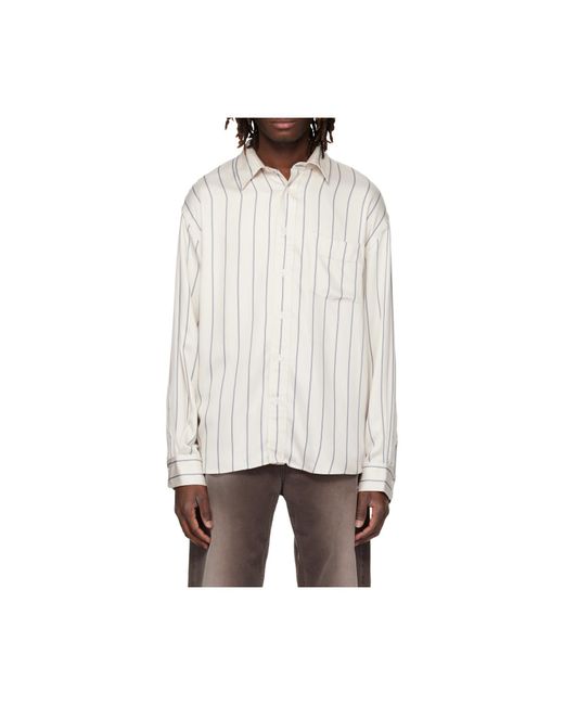 sunflower White Relaxed Striped Shirt for men