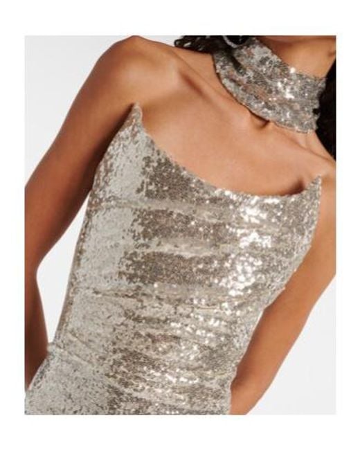 Maticevski White Exhilarate Gathered Sequined Gown