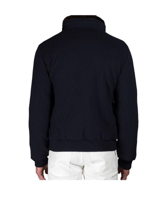 Moorer Blue Faux Fur Collar Zip Jacket for men