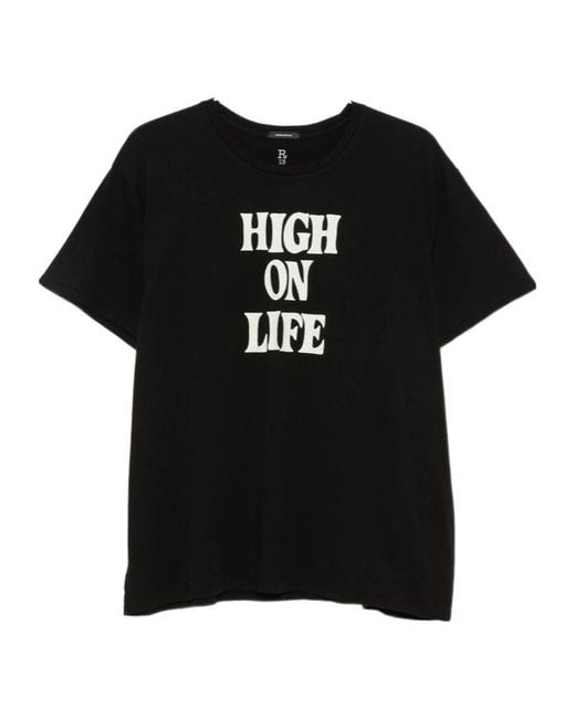 R13 Black Slogan-Print T-Shirt for men
