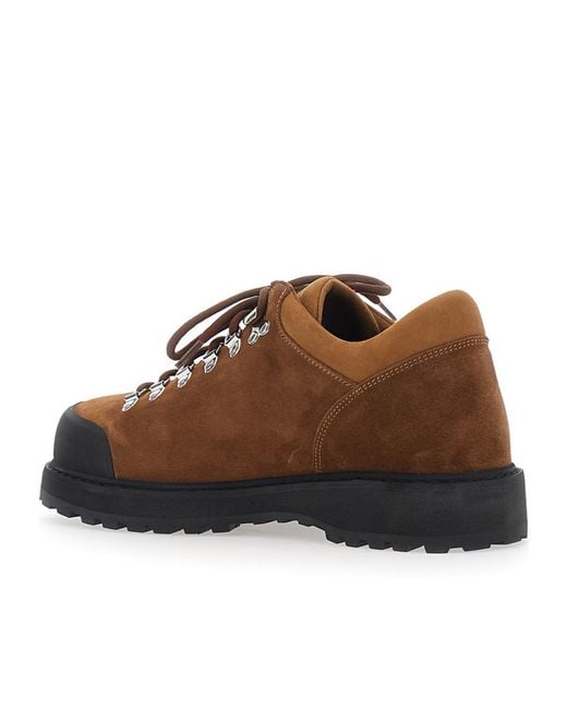 Diemme Brown Round-Toe Lace-Up Ankle Boots for men