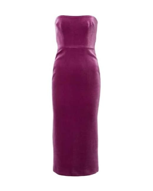 Alex Perry Purple Strapless Velvet Midi Dress