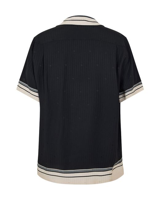 Dolce & Gabbana Black Vertical Striped Short Sleeve Shirt for men