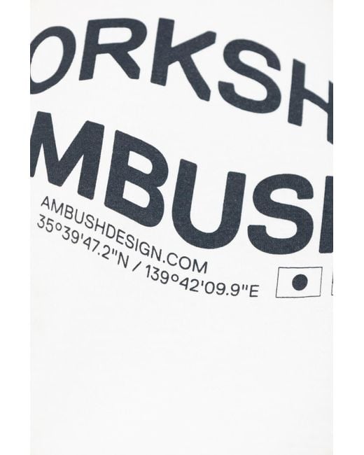 Ambush White Logo Printed Crewneck T-Shirt