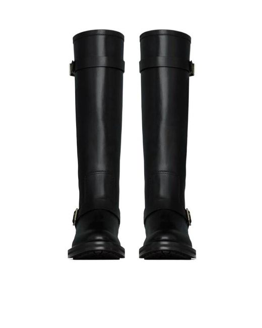 Saint Laurent Black River Round Toe Buckled Boots