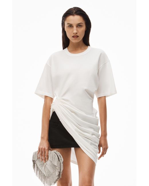 Alexander Wang White Draped-Waist Asymmetric T-Shirt