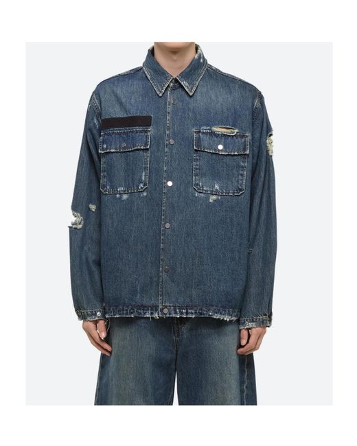 Helmut Lang Blue Distressed Denim Jacket for men