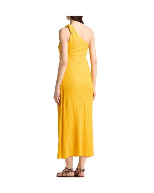 Chloé Yellow Single-Shoulder Solid-Colored Wool Dress