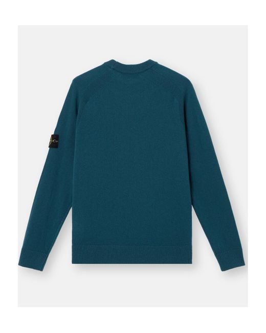 Stone Island Blue Compass Badge Crewneck Jumper for men
