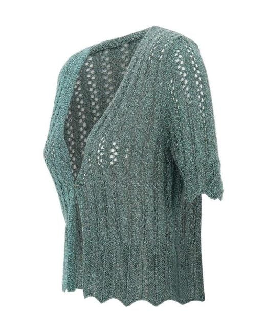 Kaos Green Openwork Knit Shrug