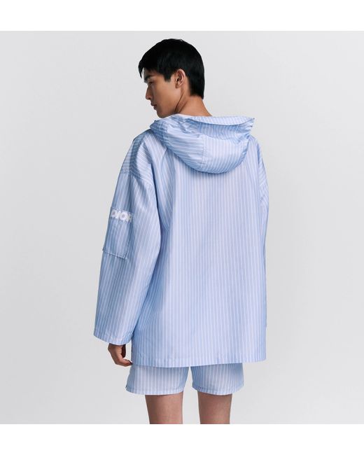 Dior Blue Homme Striped Hooded Shirt for men