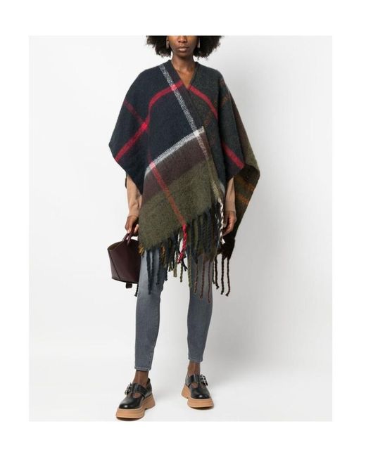 Barbour Multicolor Checked V-Neck Cape