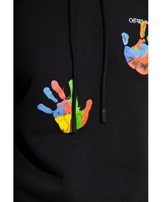 Off-White c/o Virgil Abloh Blue Graphic-Print Logo-Embroidered Hoodie