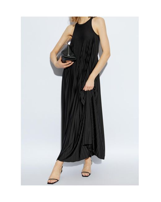 Sportmax Black Pleated Cut-Out Sleeveless Dress