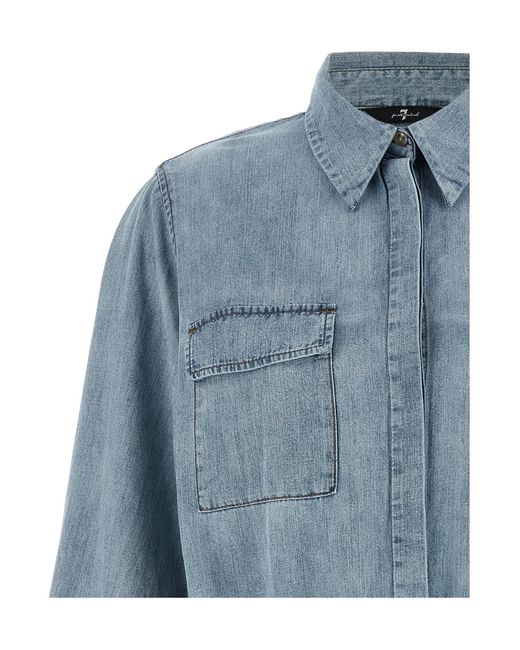 7 For All Mankind Blue Pocket Mini Dress