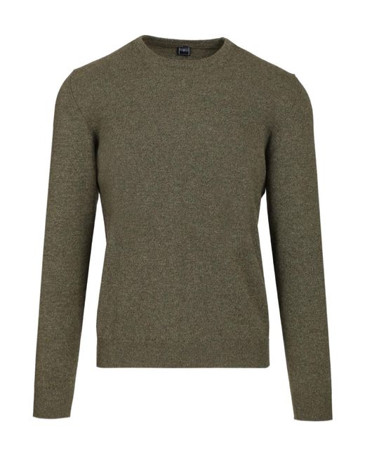 Fedeli Green Crew-Neck Sweater for men