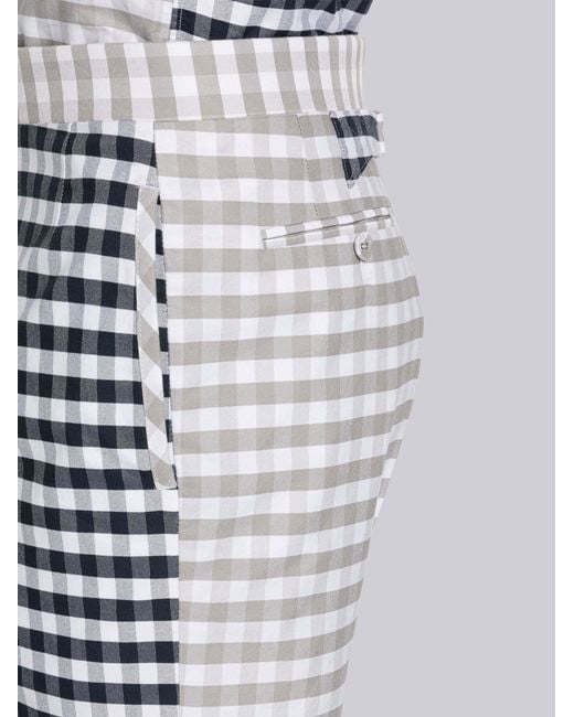 Thom Browne Blue Gingham Check Tailored Shorts for men