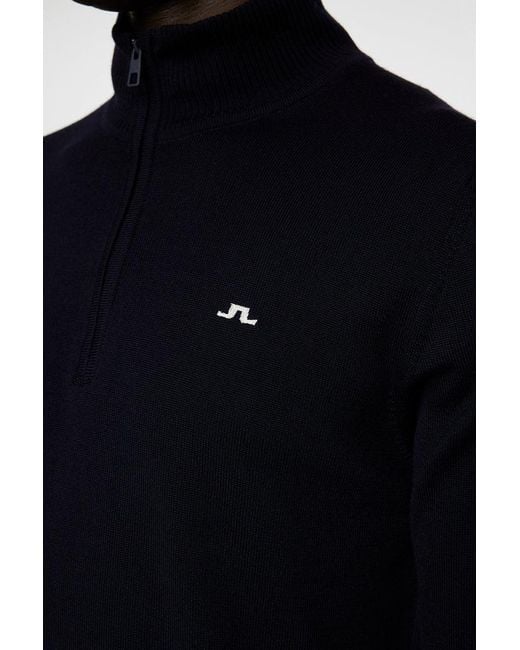 J.Lindeberg Blue Long Sleeve Logo Knit Sweater for men