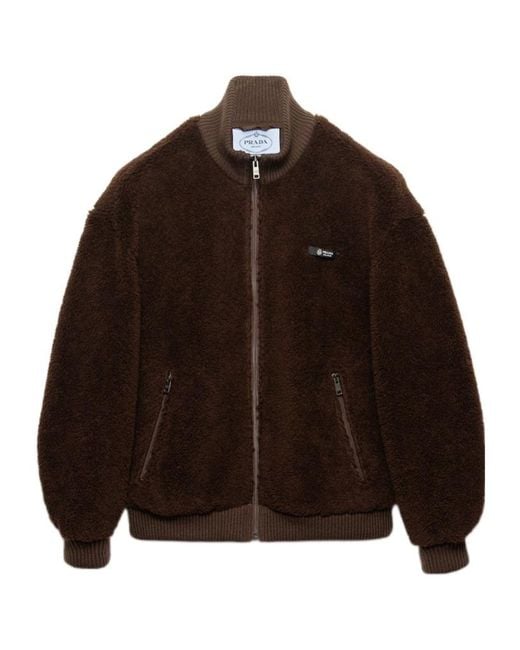 Prada Brown Zip-Up Bomber Jacket