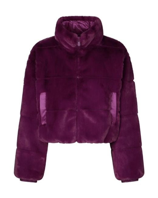 Save The Duck Purple Casual Jacket With Stand-Up Collar And Zipper
