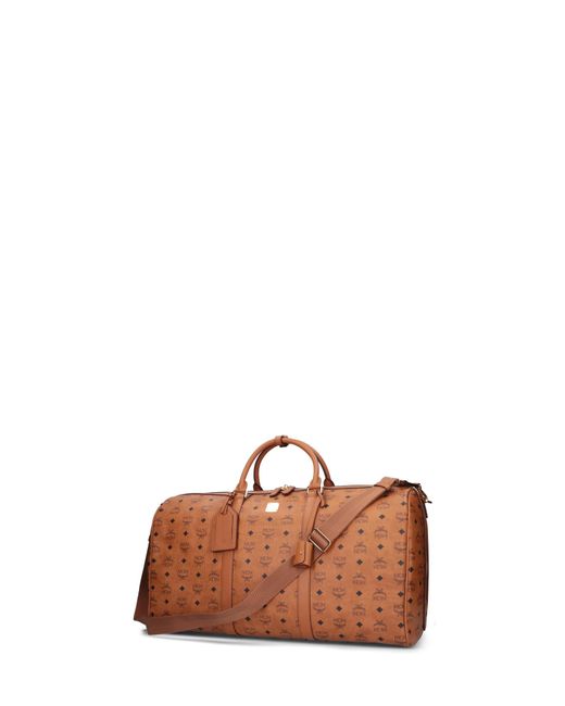 MCM Brown Ottomar Logo Patterned Weekender Duffel Bag