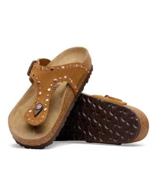 Birkenstock Brown Gizeh Rivet Thong Flat Sandals