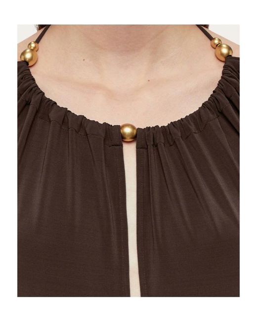 Ferragamo Brown Ferragamo Long Crepe Dress