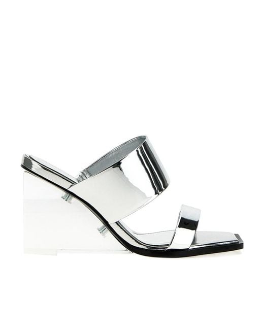 McQueen White Double Strap Wedge Sandals