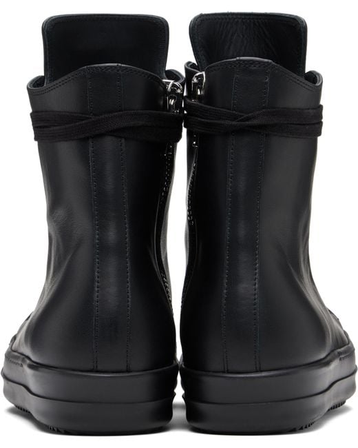 Rick Owens Black Lace-Up High-Top Casual Sneakers for men