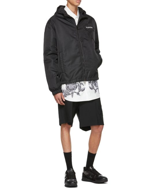 Valentino Black Garden Windbreaker Jacket for men