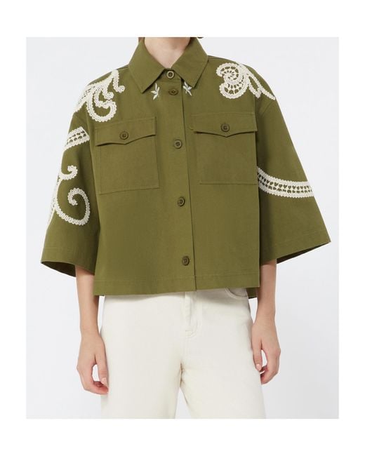 Weekend by Maxmara Green Embroidered Detailed Cropped Jacket