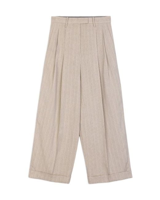Alysi White Wide-Leg Cuffed Pants