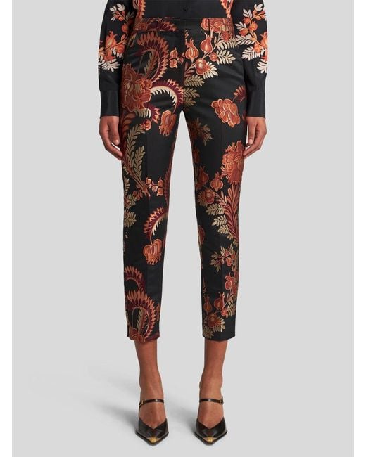 Etro Floral-Jacquard Tapered-Leg Trousers