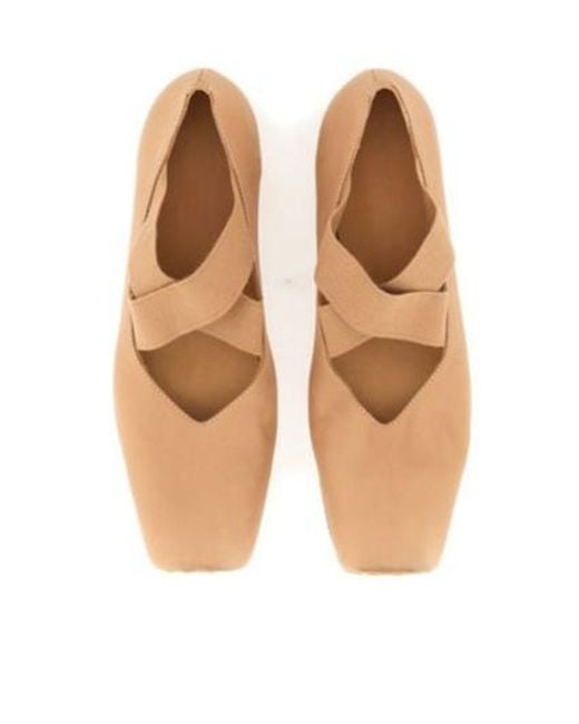 Uma Wang Natural Square-Toed Ballet Shoes