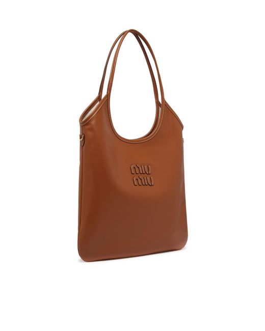 Miu Miu Brown Ivy Logo Shoulder Bag