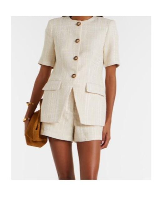 Veronica Beard White Bodie Cotton-Blend Tweed Jacket