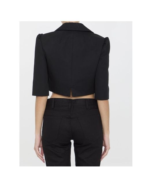 Patou Black Single-Breasted Cropped Blazer